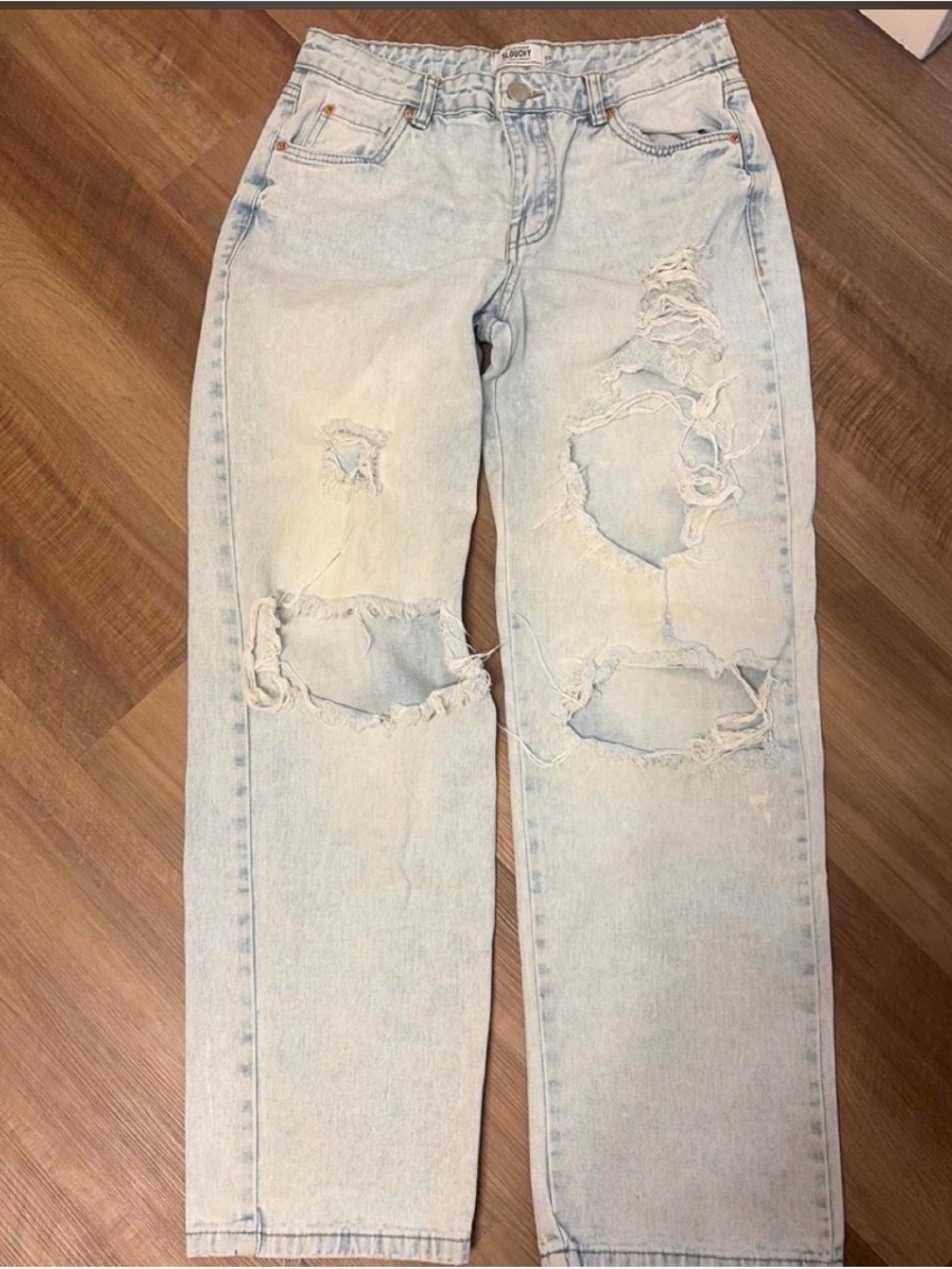 Refuge Distressed Slouchy Straight Leg Jeans